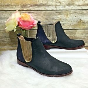 Mysuelly Black Leather Ankle Boots Booties